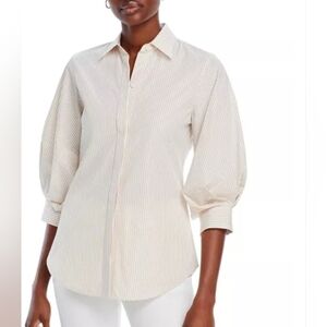 Lafayette 148, Button Up Shirt Striped Shirt, Size 10